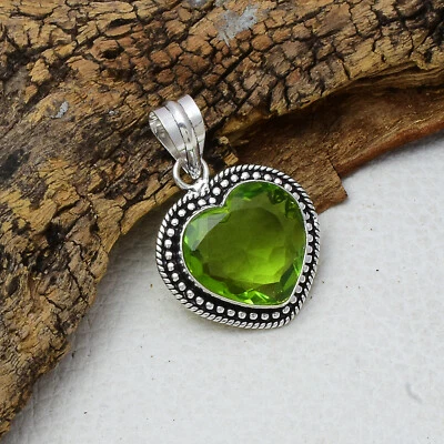 Appealing Peridot Topaz Gemstone 925 Sterling Silver Handmade Pendant 2.1" - Image 1 of 3