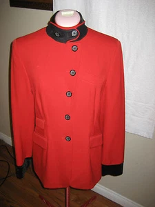 Giacca blazer DKNY DONNA KARAN NEW YORK ROSSO/NERO COLLETTO/POLSINI TAGLIA 8 - Foto 1 di 7