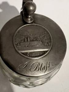 Antiker Bierkrug mit Zinndeckel Motiv Tegernsee - Bild 1 von 5