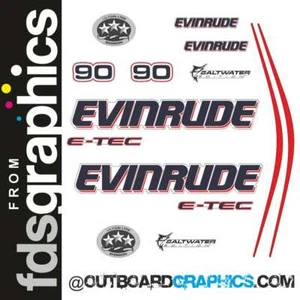 Evinrude 90hp ETEC / E-TEC outboard engine decals/sticker kit - white cowl - Picture 1 of 1