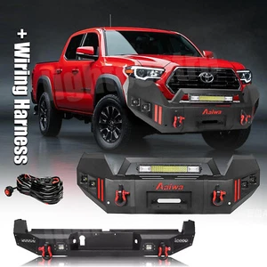 Protector de parachoques delantero trasero con luces LED y anillos en D para Toyota Tacoma 2016-2023 - Imagen 1 de 13