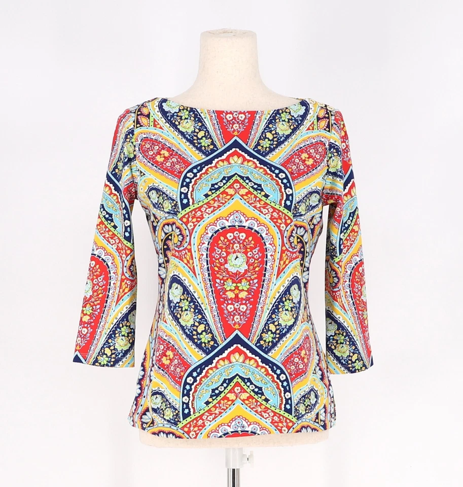 Camiseta J. MCLAUGHLIN $178 Wavesong Estampado Paisley Tela Catalina Botón Talla S Foto 1 de 4
