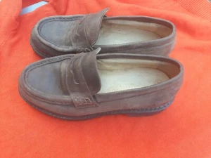 Paolo Mando Firenze Mens DISTRESSED Brown Leather PENNY LOAFER Shoes 8.5 Italy - Picture 1 of 12