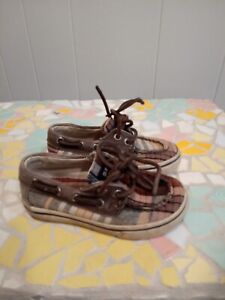 Sperry Top-Sider Bahama Baby Shoes Infant Toddler Size 6M Brown Plaid