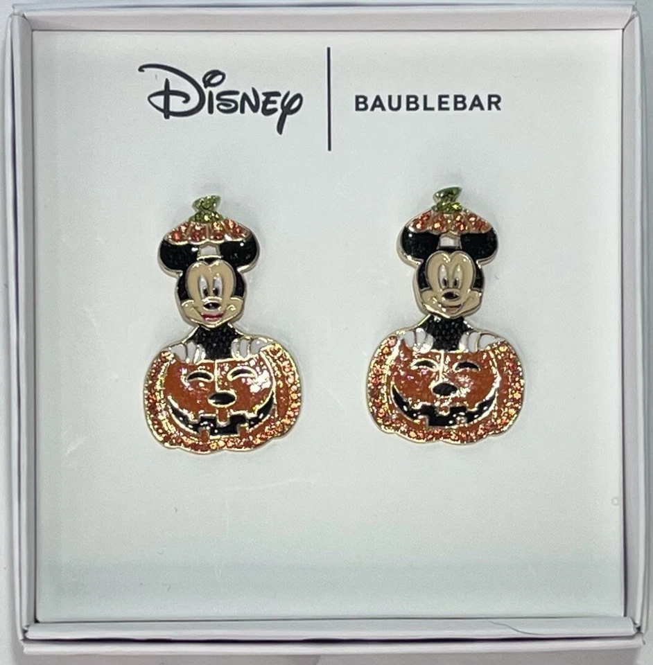 Disney X Baublebar Mickey Mouse Halloween Calabaza Jack O Linterna Pendientes NUEVO Foto 1 de 1