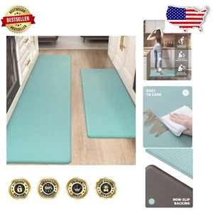 Stylish 2-Piece Teal Kitchen Mat Set – Anti-Fatigue & Waterproof Comfort - Picture 1 of 10