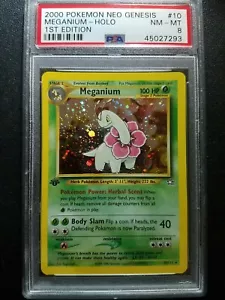 Pokemon PSA 8 1st Edition Neo Genesis Meganium Holo Rare (10/111) NEAR MINT - Picture 1 of 2