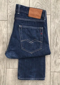 HERREN REPLAY GROVER STRAIGHT TAPERED LEG JEANS DUNKELBLAU FADED DENIM W31 - L32 - Bild 1 von 2