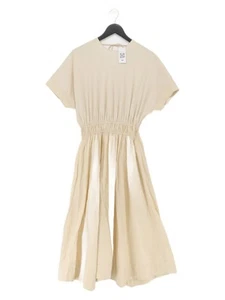 Massimo Dutti Women's Midi Dress XS Cream 100% Cotton A-Line - Picture 1 of 5