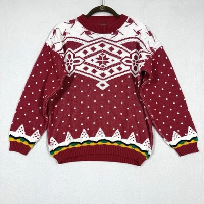 Suéter Vintage Navidad Mujer Mediano Invierno Feria Isla Copo de Nieve Árbol Años 90 EE. UU. Foto 1 de 4