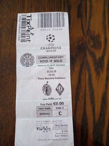 USED ticket for past event! Hamrun Malta - Dynamo Kyiv Ukraine 2025-2026 - Picture 1 of 1