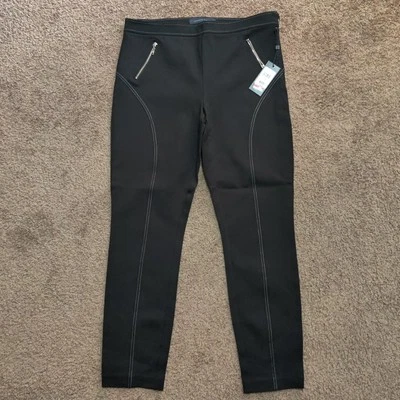 Leggings femininas Tommy Hilfiger 12 calças ativas elásticas preto branco (nova) nova com etiquetas - Imagem 1 de 4