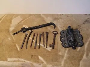 OLD Door Hinge Spring Loaded Self Closing Some Nails & A Key FOR PARTS - Picture 1 of 15