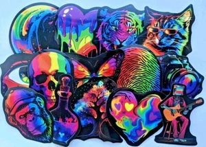 50x Trippy Neon Stickers Waterproof Sticker For Laptop Guitar Luggage Suitcase - Picture 1 of 11