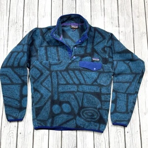 Patagonia Synchilla Snap-T Pullover Giacca Pile Aztec Stone Blu Uomo Small - Foto 1 di 8