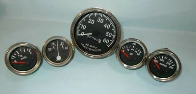 12 v Electrical temp + oil + fuel + volt gauge + speedometer fits Willys - Image 1 of 4