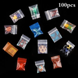 100Pcs Colorful Small Plastic Bag Grip Self Seal Resealable Plastic Baggy Pouch - Picture 1 of 26