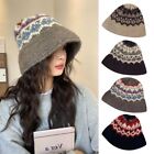 Jacquard Knitted Hat Lamb Wool Pot Hat Vintage Fisherman Hat  Autumn and Winter