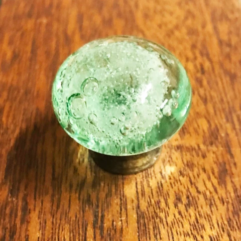 Antique Drawer Knobs Green Glass Bubbles Kitchen Door Cabinet Handle Cover