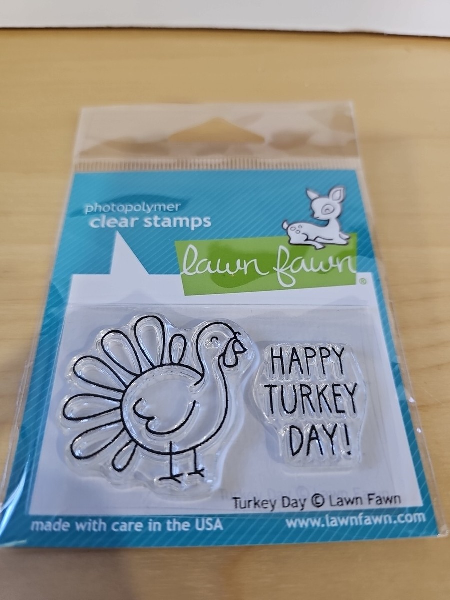 Lawn Fawn Clear Stamps Turkey Day - 3x2 Inch Thanksgiving Rubber Stamps