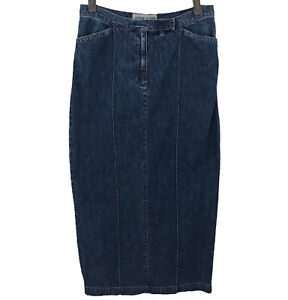 Vintage Womens Denim Blue Jean Skirt Size M Dark Wash Long Maxi