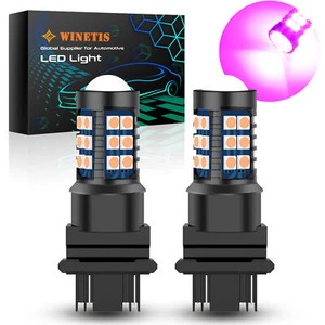2Pcs Pink Purple 30-SMD LED Car Daytime Running Lights DRL Bulbs 3157 4114 4157 - Picture 1 of 12