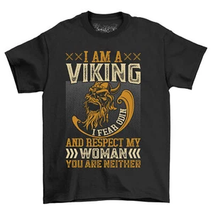 Lustiges Wikinger-T-Shirt "Ich bin ein Wikinger, ich fürchte Odin und respektiere meine Königin". Ideal f - Bild 1 von 38
