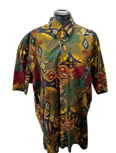Expressions World Wide Mens Bright with Palm trees and Designs Shirt Size Large - Picture 1 of 6