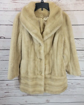 Abrigo de Invierno Tissavel Beige Imitación Piel de Visón Mob Esposa Beige Talla 40" Pecho (M) De Colección Foto 1 de 4