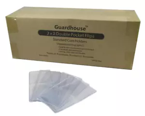 Bulk/1000 Pack 2 Pocket Guardhouse 2x2 Coin Flips - Double Pocket -Unplasticized - Picture 1 of 3