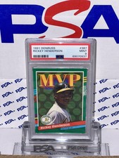 1991 DONRUSS #387 RICKEY HENDERSON MVP GREEN ATHLETICS HOF PSA 9 MINT