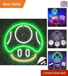 Mushroom Neon Sign Green LED Wall Light Gaming Room Decor Kids Gifts - Picture 1 of 10