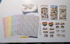 Lot album arc-en-ciel fierté fournitures autocollants papier 12x12 amour fier licorne - Photo 1/10