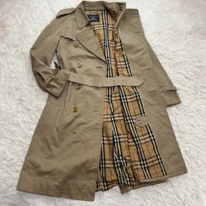 Gabardina doble Burberry abrigo de primavera a cuadros Nova largo talla 48 beige - Imagen 1 de 14