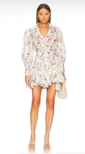 Zimmermann Dress, Size 1 (AU10/US6) Wrap Mini Dress Elka Vine Ivory Print, Linen - Picture 1 of 10