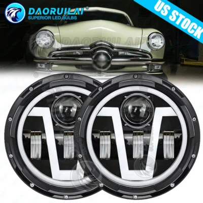 Par de faros LED redondos de 7" pulgadas para Ford Deluxe 1939-1951 Foto 1 de 4