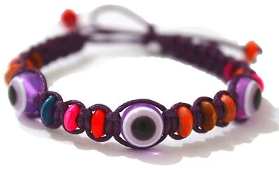 MA.CHICHA 1 Armband GLÜCKSAUGE Ethno Perlen Charme Kordel VIOLETT für Mode Erfolg