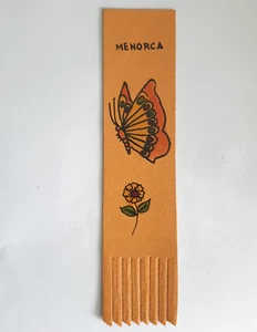 Menorca Island Spain Leather BOOKMARK Minorca Butterfly Spanish Souvenir UNUSED - Imagen 1 de 2