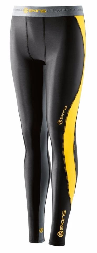 GREAT SAVINGS || Skins Dnamic Youth Compression Long Tights - Black/Citron - Image 1 of 2