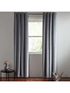 John Lewis Lustre Velvet Pair Lined Eyelet Curtains SILVER W228 x D182cm £160 - Picture 1 of 5