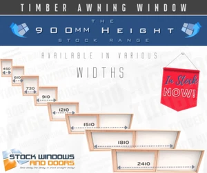 Timber Awning DBL Glazed Window 900 High Width range 450-2410mm In STOCK Sydney - Picture 1 of 22