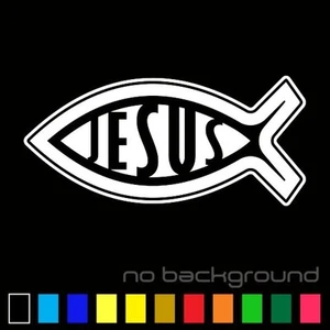 Jesus Fish Sticker Vinyl Decal - Christian Religion God Car Window Bumper Wall - Picture 1 of 16