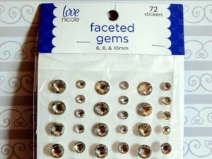 Diamond Self stick gems Darice 72 pc Scrapbooking Stickers Crystal Round - Picture 1 of 2