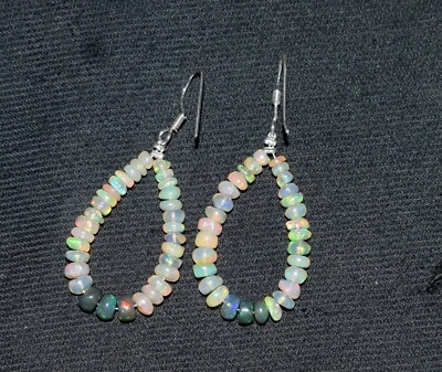 925 Argento Sterling Pendente Orecchino Etiope Opale Gemma Perline Orecchini Con - Immagine 1 di 4