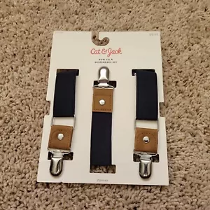 Cat & Jack Boys Dot Bow Tie & Dark Blue Suspenders Set NWT - Picture 1 of 3