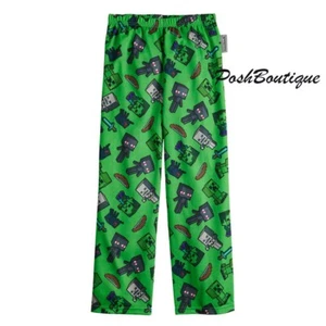 NWT Minecraft Boys Sz 4-16 Fun Mob Creeper Pajama Lounge Sleep Pants  - Picture 1 of 2