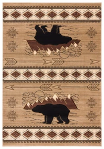 United Weavers Beige Southwestern Bears Mountains Area Rug Striped 2055 41826 - Picture 1 of 10