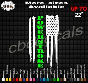 Powerstroke American Flag 2 COLOR Vinyl Decal Sticker | Diesel Truck Decals  - Picture 1 of 1