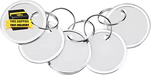 60 Pieces Metal Rimmed Key Tags round Paper Tags with Split Rings (31Mm, White) - Picture 1 of 5