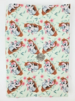 Snuggle Flannel Baby Fabric Koala Bears in a Tree 30" x 42" Green Pink Gray - Image 1 of 4